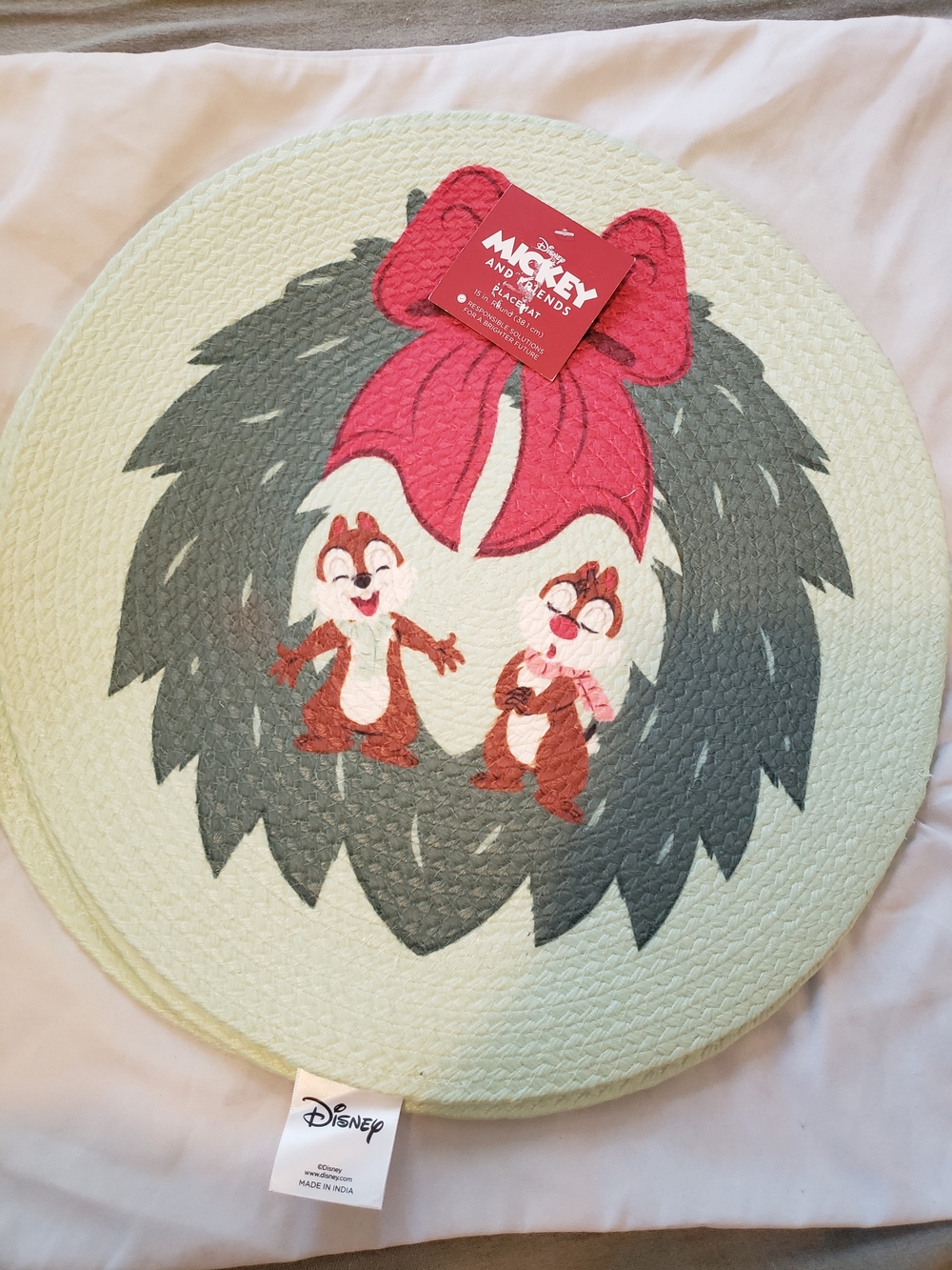 Disney Round Kids Mat with Chip 'n' Dale and Pink Bow